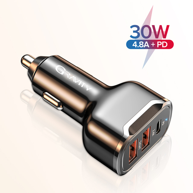 30W 3 PORTS PD VOOC CAR  CHARGER 
