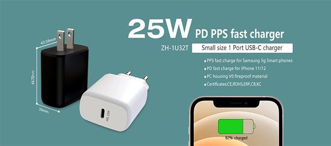 Portable Mobile Phone Fast Charge 1 Port USB Type C PD Charger