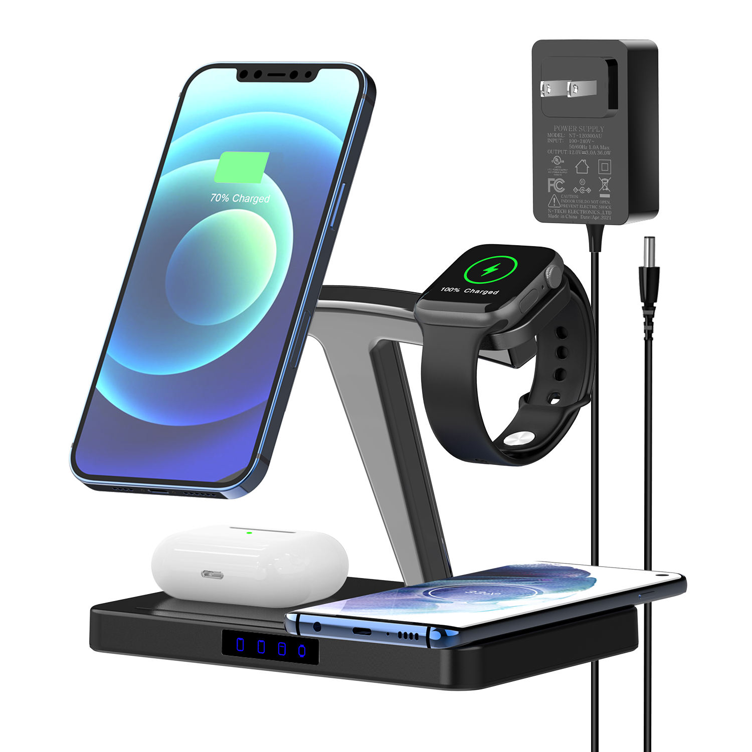 Magsafes Magnetic 4 in 1 Wireless Charger For Iphone headphones and Samsung