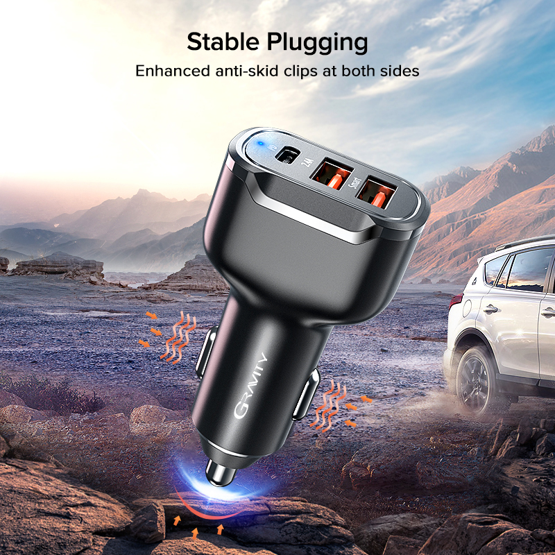 30W 3 PORTS PD VOOC CAR CHARGER  