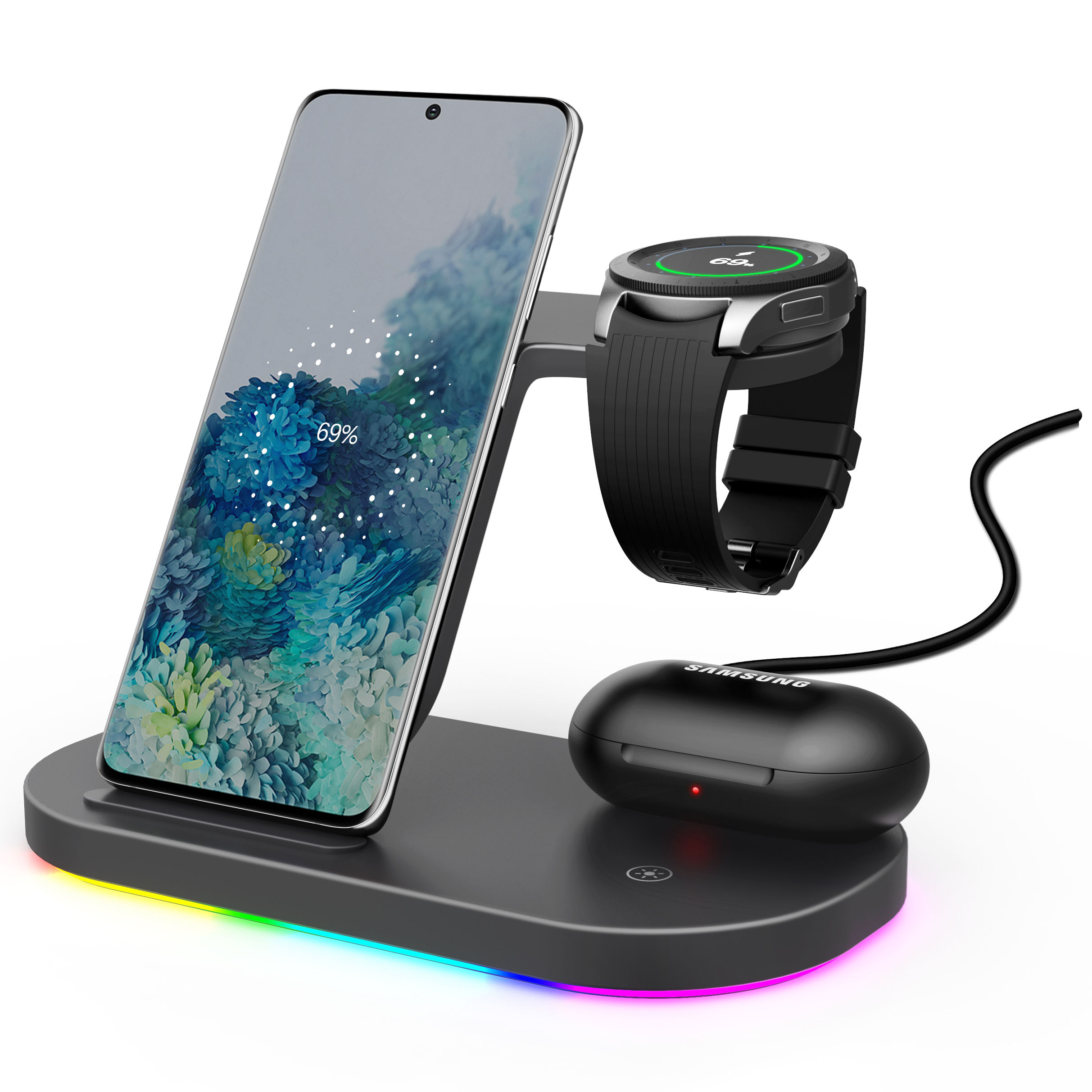 Universal charger desktop stand dock station 15W 3 in 1 Magnetic wireless charger